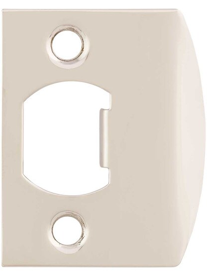 Solid Brass Full Lip Strike Plate with Square Corners in Polished Nickel.